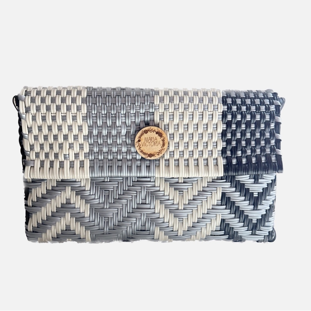 Maria Victoria Clutch Gray and Black white